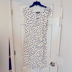 NWT Catherine Malandrino Black and White Ruched Midi Dress size 10